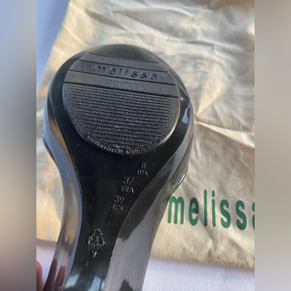 Original Melissa Black Bow Front Ankle Strap Heels - Picture 7 of 7